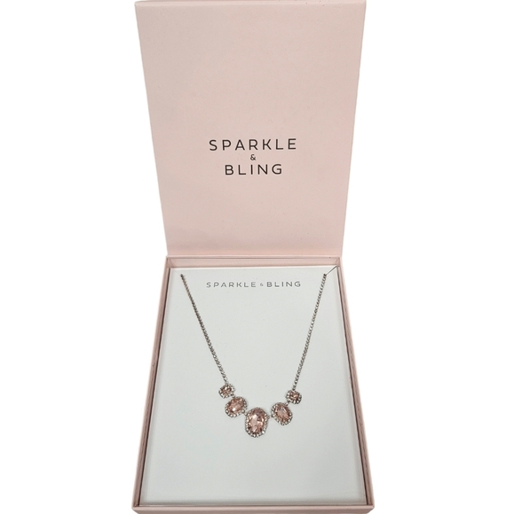 sparkle & bling Jewelry - Rose Pink Crystal Pendant Necklace